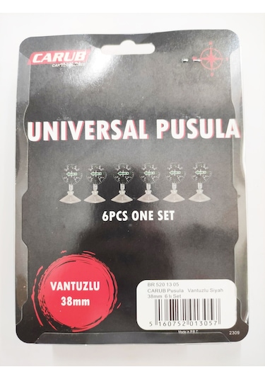 Araç Içi Vantuzlu Siyah 38 Mm Büyük Boy 6 Lı Pusula Seti