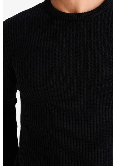 DeFacto Standart Fit Bisiklet Yaka Triko Kazak C8814AX24WNBK81