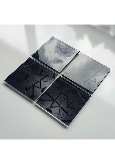 Decorita Cam Bardak Altlığı Antrasit Kristal 4'lü Takım 10 x 10 CM Antrasit