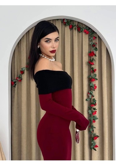 Leonidas Madonna Yaka Elbise Bordo