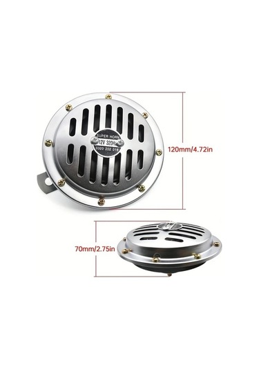 Pazly Drimore 12v 320hz Elektrikli Super Kornası, 2li, 125mm Krom Araç Kornası