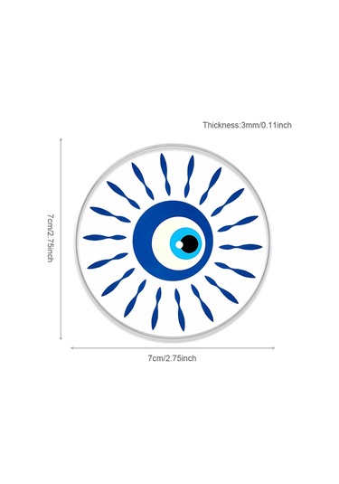 Liangmei 7 Cm Yemek Masası Bardak Altlığı Şeytan Gözü Araba Beyaz - Mavi