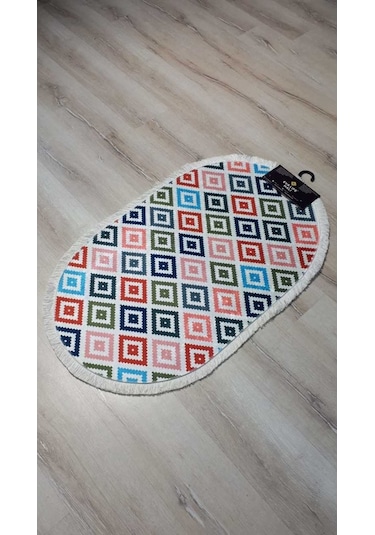 Banyo Evak1891Renkli 2'Li Klozet Takımı Oval Banyo Paspası Çok Renkli