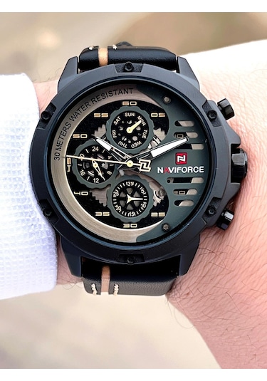 Naviforce Deri Kordon İç Fonksiyonları Aktif 3 Atm Suya Dayanıklı Erkek Kol Saati E.nvf.k.9110as