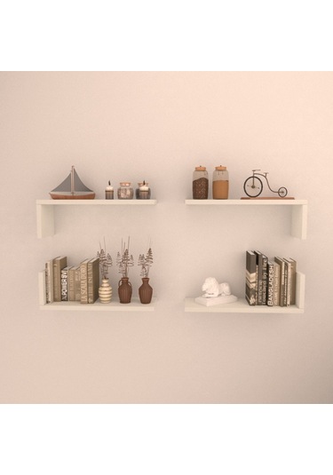 Rafkestir 4 Lü L Raf Set ( 45 Cm ) Beyaz ( Mat )