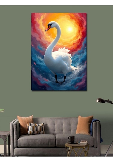 Kanvas Tablo Kuğu Ve Sisli Göl 50cmx70cm