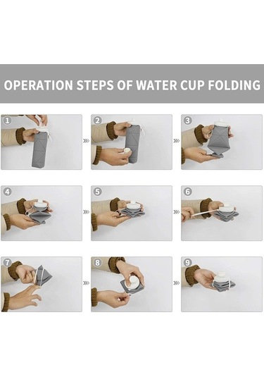 Novahub Katlanabilir Su Şişesi Kupa Ve Şişe Sızdırmaz, Yeniden Kullanılabilir, Bpa İçermeyen, Hafif Seyahat Su Şişesi Kupa, Gri Gri