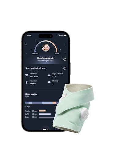 Owlet Dream Çorap - Akıllı Bebek Monitörü - Canlı Nabız, Oksijen Takibi - Nane