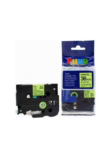 Puun Brother P-Touch TZE-C61 36MM x 8m Fosforlu Sarı Yellow Üzeri