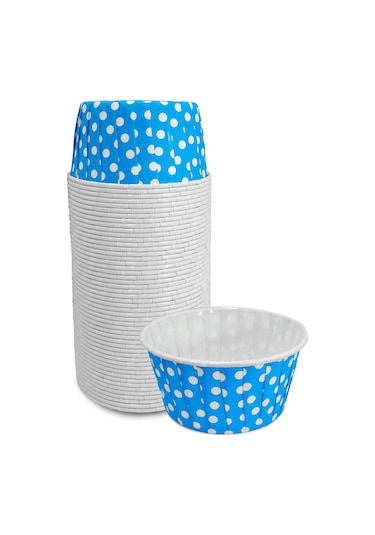 Kafem Muffin Kek Kapsülü Açık Mavi Puantiye Büyük Boy 50li X 30 Paket Koli - K30 mavi