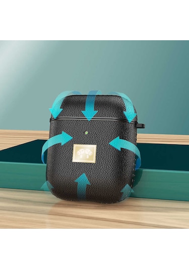 Wlons Airpods Uyumlu Kılıf Deri Görünümlü Wlons Askılı Koruma Kılıfı Airpods Uyumlu Kılıf Deri Görünümlü Wlons Askılı Koruma Kılıfı Siyah