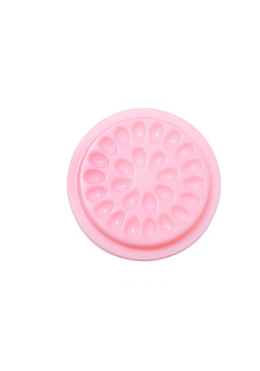 Vkemall 100 Adet 4.6cm Çaplı, Şeffaf Pvc Yapımı, Taşsız Gül Desenli, Yenilebilir Kirpik Takma Glue Tutucu Tabakları - Pembe