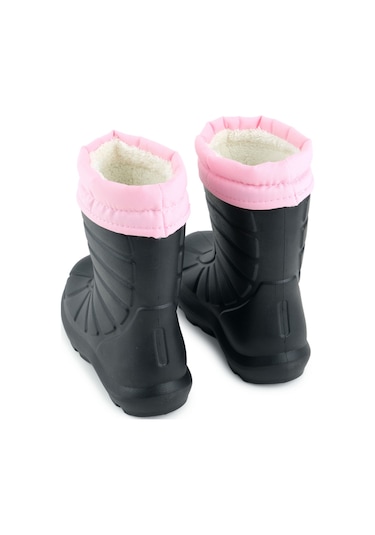 Gezer Kız Çocuk Kışlık Eva Boğazdan Lastikli Sessiz Taban Kar Bot Çizme Siyah - Pembe