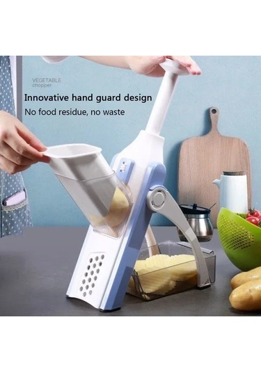 Çok Fonksiyonlu Sebze Kesici Güvenli Mandoline Mutfak Dilimleme Açık Gri