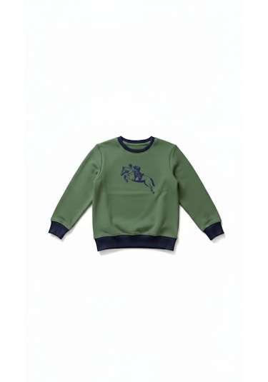 Coupon Çocuk Sweatshirt / Logo Baskılı Çam Yeşili