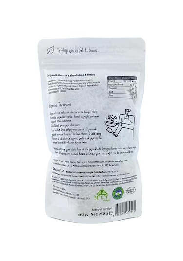 Organik Karışık Sebzeli Tam Buğday Arpa Şehriye +7 250gr