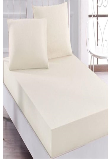 More Home Tek Kişilik Lastikli Çarşaf Seti Yastık Kılıfı Krem