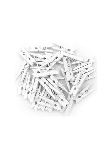 100'lü Beyaz Ahşap Mandal 2.5cm 10'lu Paket-1000 Adet 1 Adet