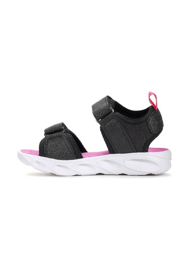 Kuruza Günlük Işıklı Cırtlı Kız Çocuk Sandalet Ayakkabı Siyah