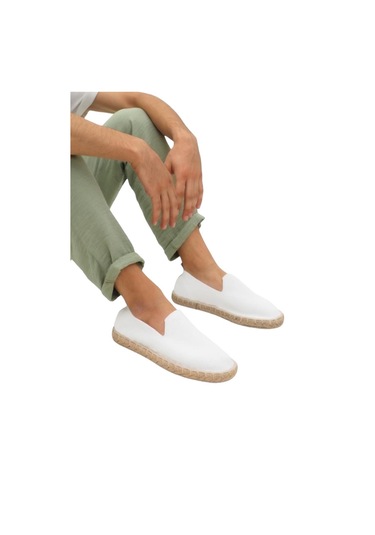 Unisex El Yapımı Triko Espadril Beyaz-beyaz Beyaz