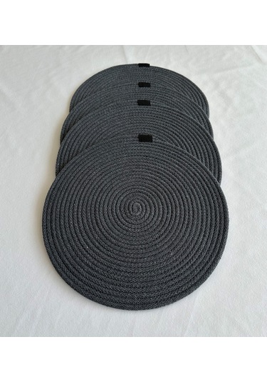 Yuvarlak Amerikan Servis Sofra Altlığı, Masa Dekoru Supla 33x33 4lü Antrasit