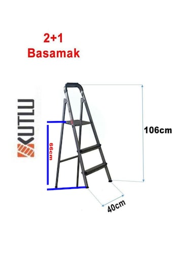 Kutlu Dayanıklı 2+1 Metal Basamaklı Merdiven