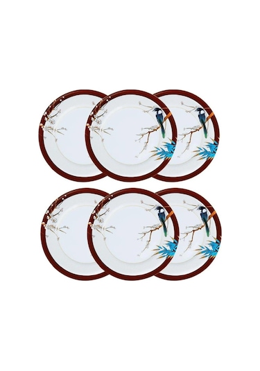 Alysia Kuş Desenli 6'lı Porselen Servis Tabağı Seti 28 Cm