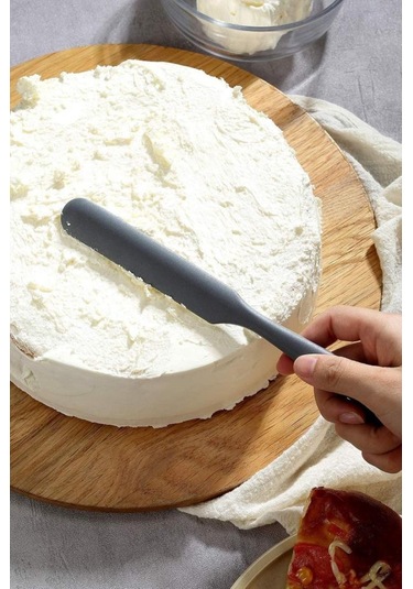 Silicolife Pasta Sıvama Spatulası, Silikon Çikolata Krema Reçel Sıyırma Sıvama Bıçağı Spatulası 25cm Antrasit Antrasit