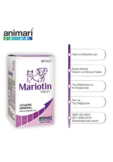 Animari Mariotin Kedi ve Köpekler İçin Vitamin Mineral 50 Tablet