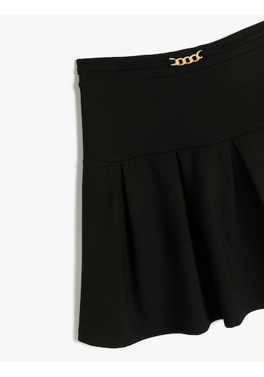 Koton Toka Detaylı Pileli Viskon Etek Siyah 5wkg70089ak Siyah