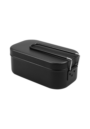 Mufunye Alüminyum 800ml Dış Etkinlikler İçin Hızlı Isıtma Kabiliyetli Kamp, Yürüyüş, Balıkçılık Mutfaklı Kare Yemek Kutusu Siyah Çok Renkli