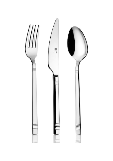 Avcı Duru 36 Parça Çatal Kaşık Bıçak Takımı 18-10 Paslanmaz Çelik Gümüş