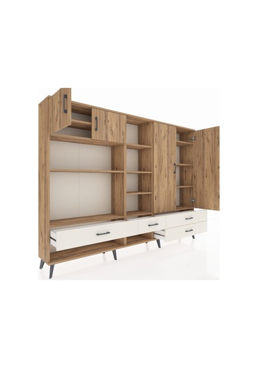 Arges Dolap 12 Raflı 4 Çekmeceli 4 Kapaklı 220x30x163 Çam-çam/ayt Çam-çam/aytaşı
