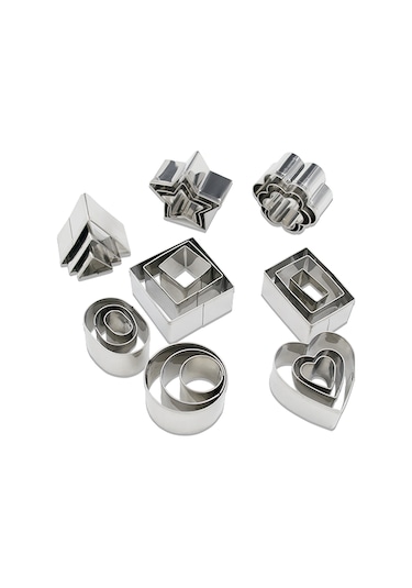 24 Adet Kurabiye Kesici Paslanmaz Çelik Kesici Kalıp Sandviç Kesiciler Mini Geometrik Şekiller Kurabiye Kesici