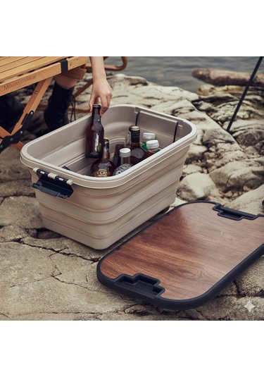 Katlanır Kamp Piknik Sepeti Bej