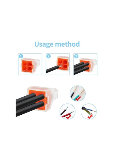 Koodmax 5 Adet Pct-104 4 Pinli İtmeli Hızlı Kolay Kablo Tel Birleştirici Konnektör Vidasız Klemens