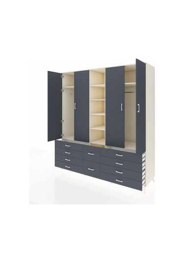 Kronos Dolap 9 Raflı 10 Çekmeceli 2 Askılı 220x59x243 Aytaşı-antrasit/antrasit Antrasıt/antrasıt