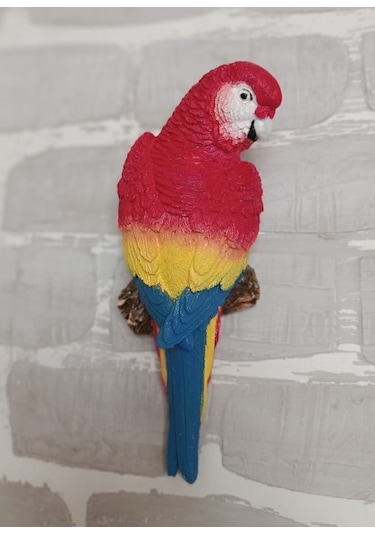 2 Adet Kırmızı El Boyaması Muhabbet Kuşu Duvar Balkon Bahçe Süsü