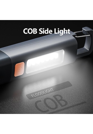 Led Meşale Işığı Xpe Süper Parlak El Feneri Kanca İle Kamp Işık Usb Şarj Edilebilir Zumlanabilir Su Geçirmez Dış Mekan Çalışma Işıkları Siyah