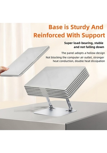 Ebitda Metal Katlanabilir Tablet Dizüstü Braketi, Ayarlanabilir İsı Dağılımı Standı, Gri