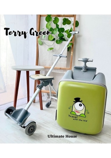 Heybee Luggages Heybee Sevimli Canavar Oturulabilir Yeşil Çocuk Valiz Diğer