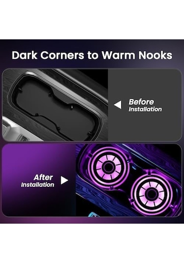 Geeksen 2 Adet Şarjlı Titreşim Sensörlü Led Araba Fincan Tutucu Lambası - 7 Renkli Degrade Araç İçi Dekorasyon Aydınlatma