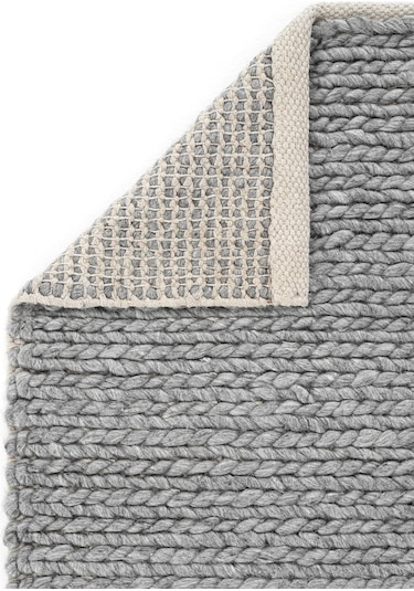 Eko Halı Jade Basketweave Gri Naturel Doğal Yün Kazak Örgü Desenli El Dokuma Örgü Halı Gri