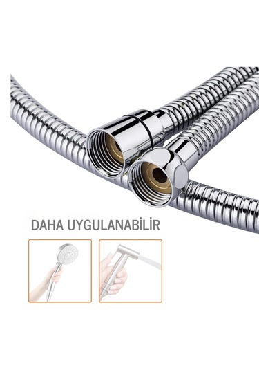 Paslanmaz Kopmaz Patlamaz Kaliteli Çelik Duş Hortumu - 150cm