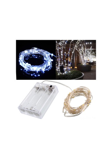 Dianziye Led Işık Zinciri 10m Gümüş Bakır Tel 100 Ampul Dışarı/içeri Kullanıma Uygun Noel Ağaçları Bahçe Dekorasyon Işıkları Beyaz