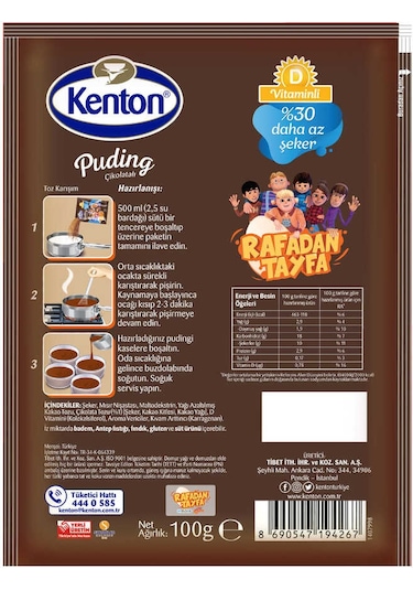 Kenton Rafadan Tayfa Çikolatalı Puding 100 G