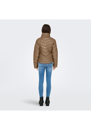 Jacqueline De Yong Fiona Life Short Kadın Kahverengi Dik Yaka Ceket Kahverengi