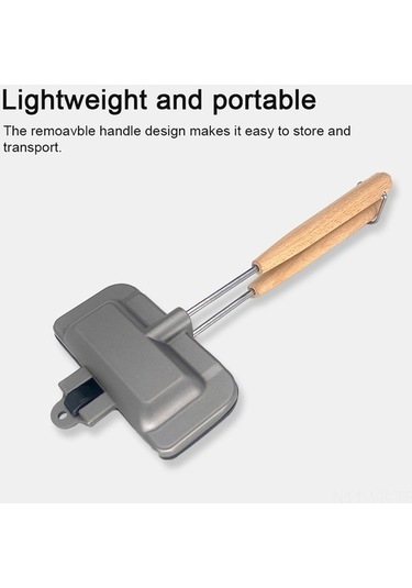 Ebitda Kamp Sandviç Pişirme Tavası Çift Taraflı Sandviç Yapıcı Yapışmaz Alüminyum Çevirme Izgara Tavası Kahvaltı Krep, Kızarmış Ekmek, Omlet İçin Çıkarılabilir Sap İle Siyah Siyah