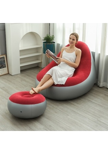Ankatek Hqgoodstore Yeni Açık Kamp Pvc Akın Tembel Pedallı Şezlong Şişme Kanepe Kırmızı Macaron Kanepe Elektrikli Pompa Kırmızı Cv Kırmızı Kırmızı