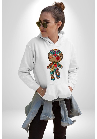 Voofoo Bebeği Doll Doldurulmuş Bebek Kadın Erkek Beyaz Kapüşonlu Sweatshirt Hoodie Beyaz